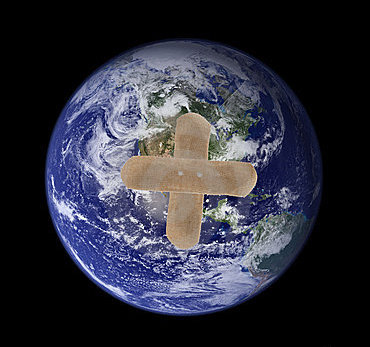 earth with band-aid