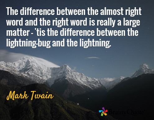 Mark Twain quote about the right word
