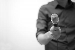 Man holding microphone